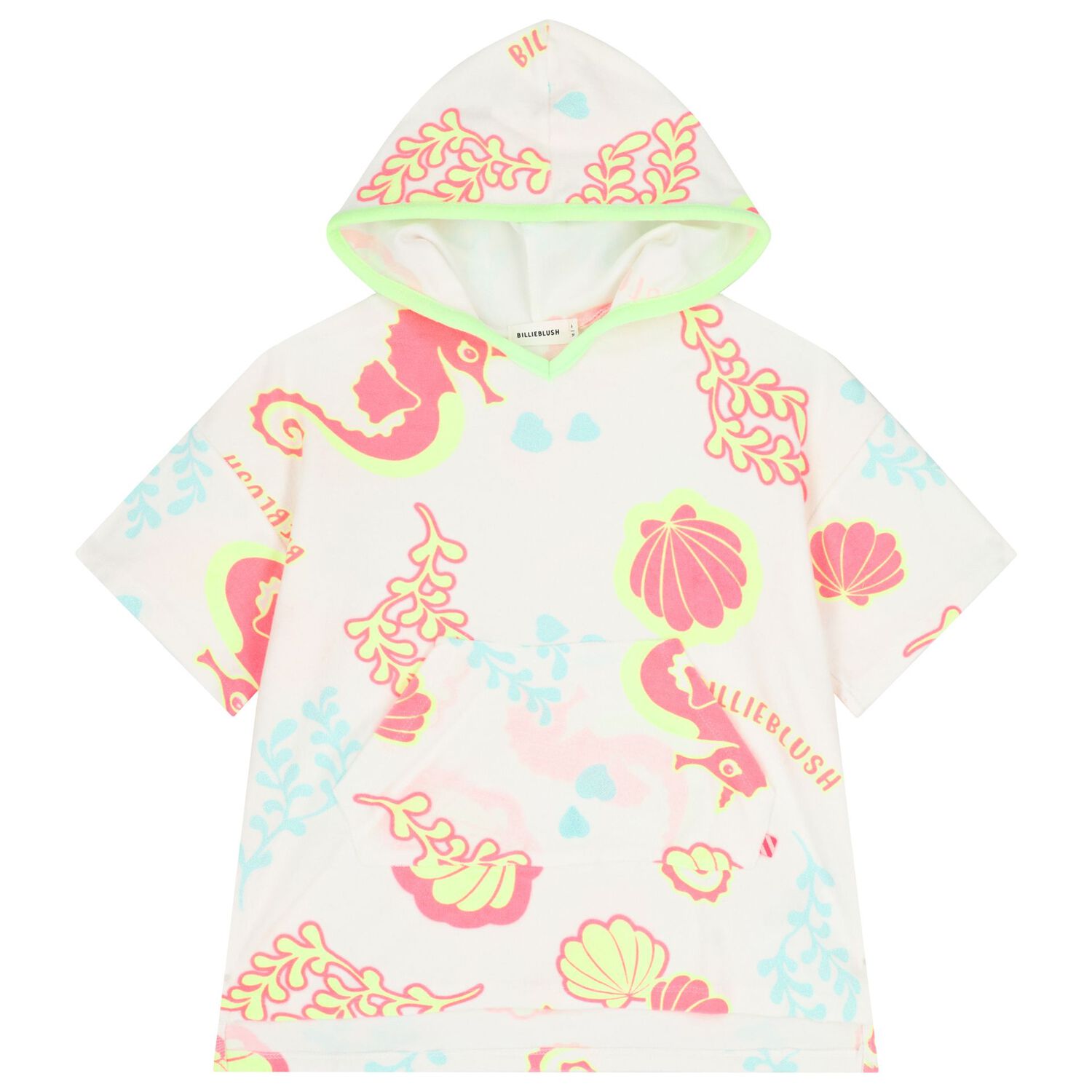 Girls White Hooded Beach Dress, 1, hi-res