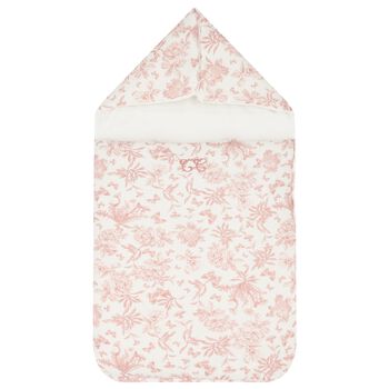 Baby Girls Ivory & Pink Toile De Jouy Baby Nest