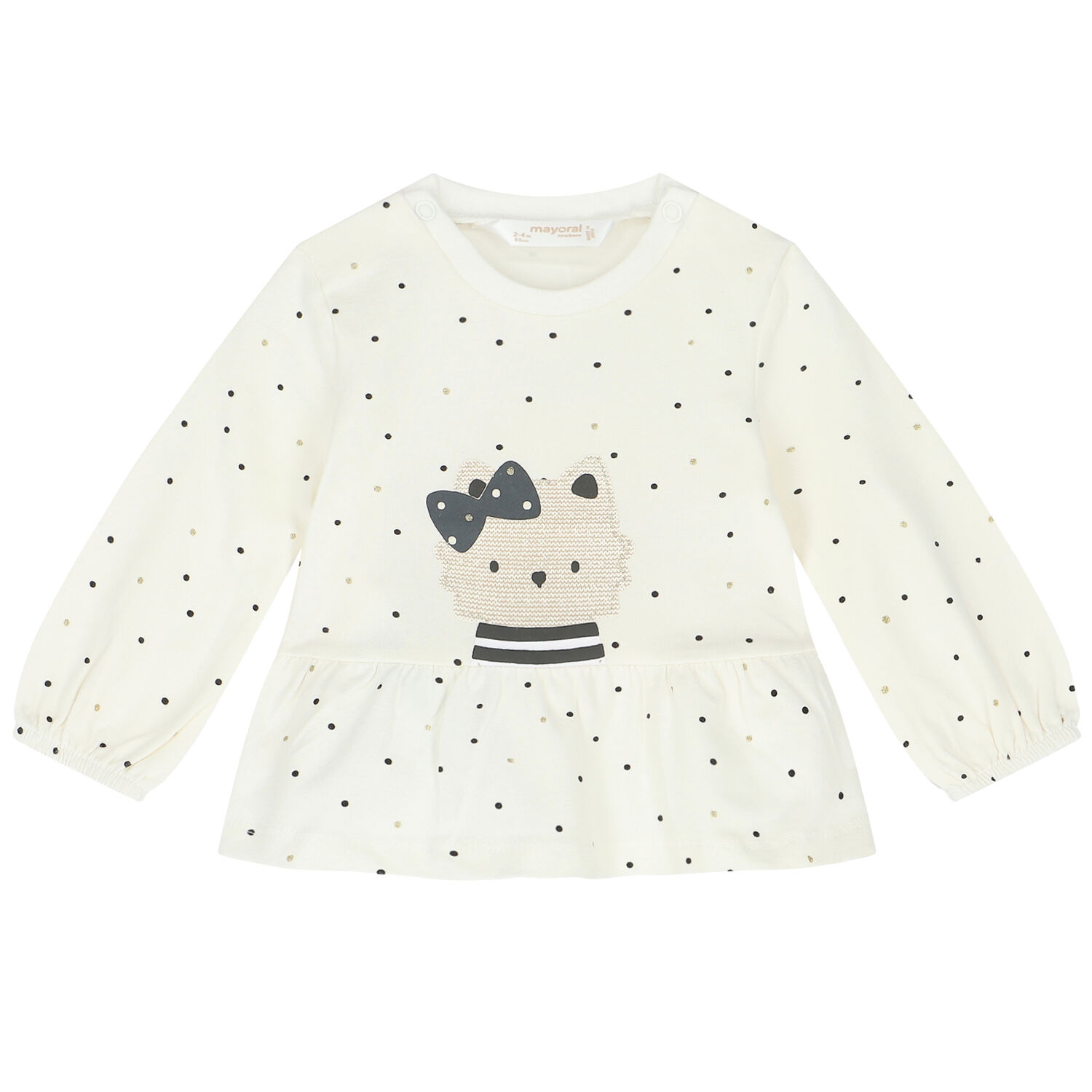 بلوزات للبنات الصغار باللون العاجي والرمادي (عبوة من قطعتين), 1, hi-res image number null