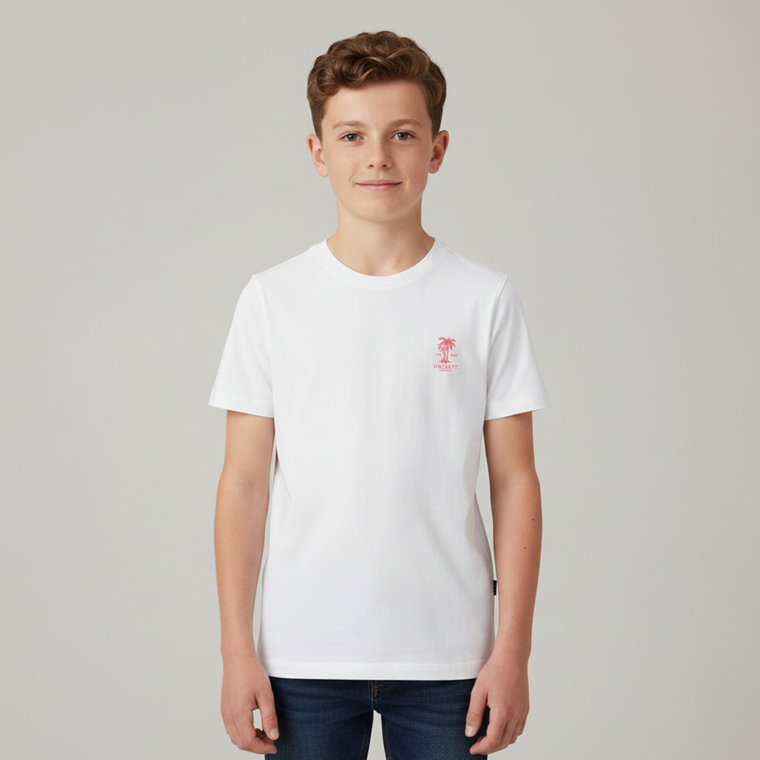 Boys White Logo T-Shirt, 1, hi-res