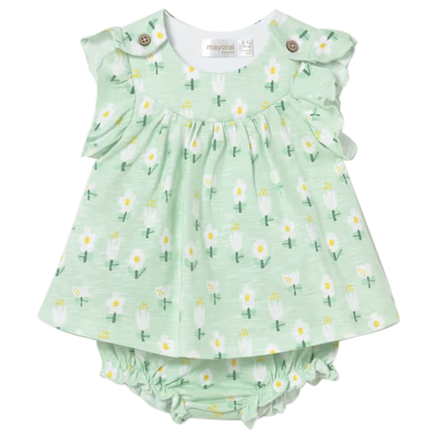 Baby Girls Green Floral Dress Set, 1, hi-res