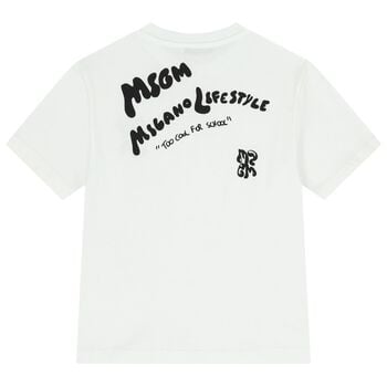 قميص أبيض بشعار للأولاد