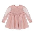 Younger Girls Pink Dotted & Sparkle Tulle Dress , 1, hi-res