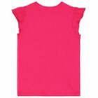 تيشيرت بناتي بالشعار باللون الزهري الماسي, 1, hi-res