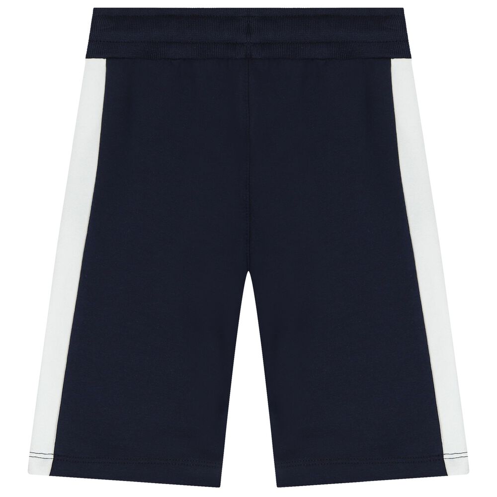 Aigner Younger Boys Navy Blue & White Logo Shorts | Junior Couture UAE