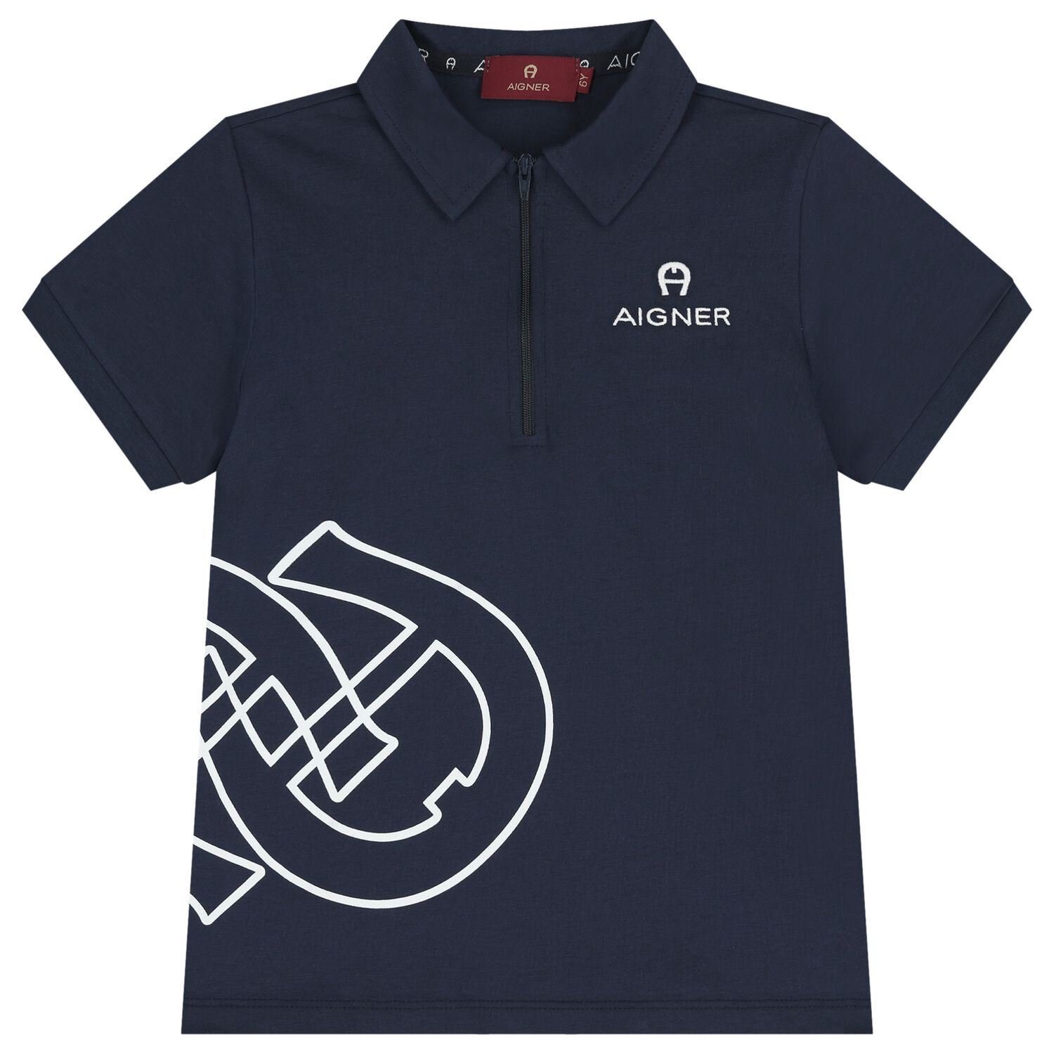 Boys Navy Blue Logo Polo Shirt , 2, hi-res