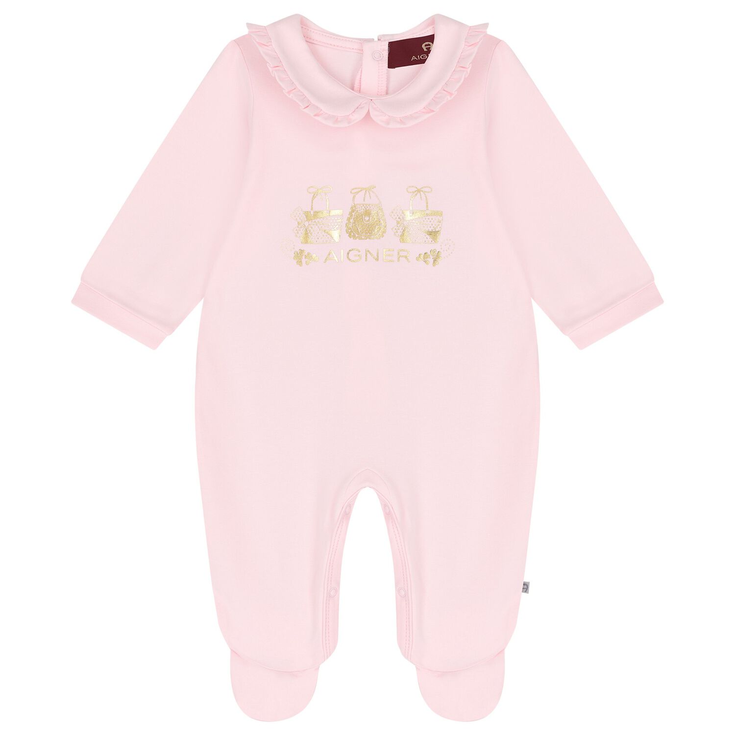 Baby Girls Pink Logo Babygrow, 2, hi-res
