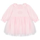 Baby Girls Pink Crown Dress, 1, hi-res