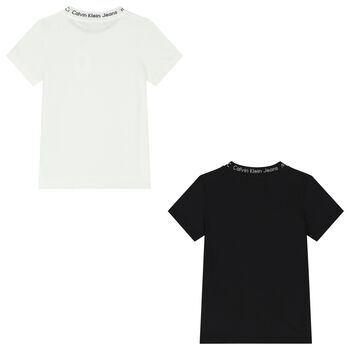 Boys White & Black Logo T-Shirts ( 2-Pack )