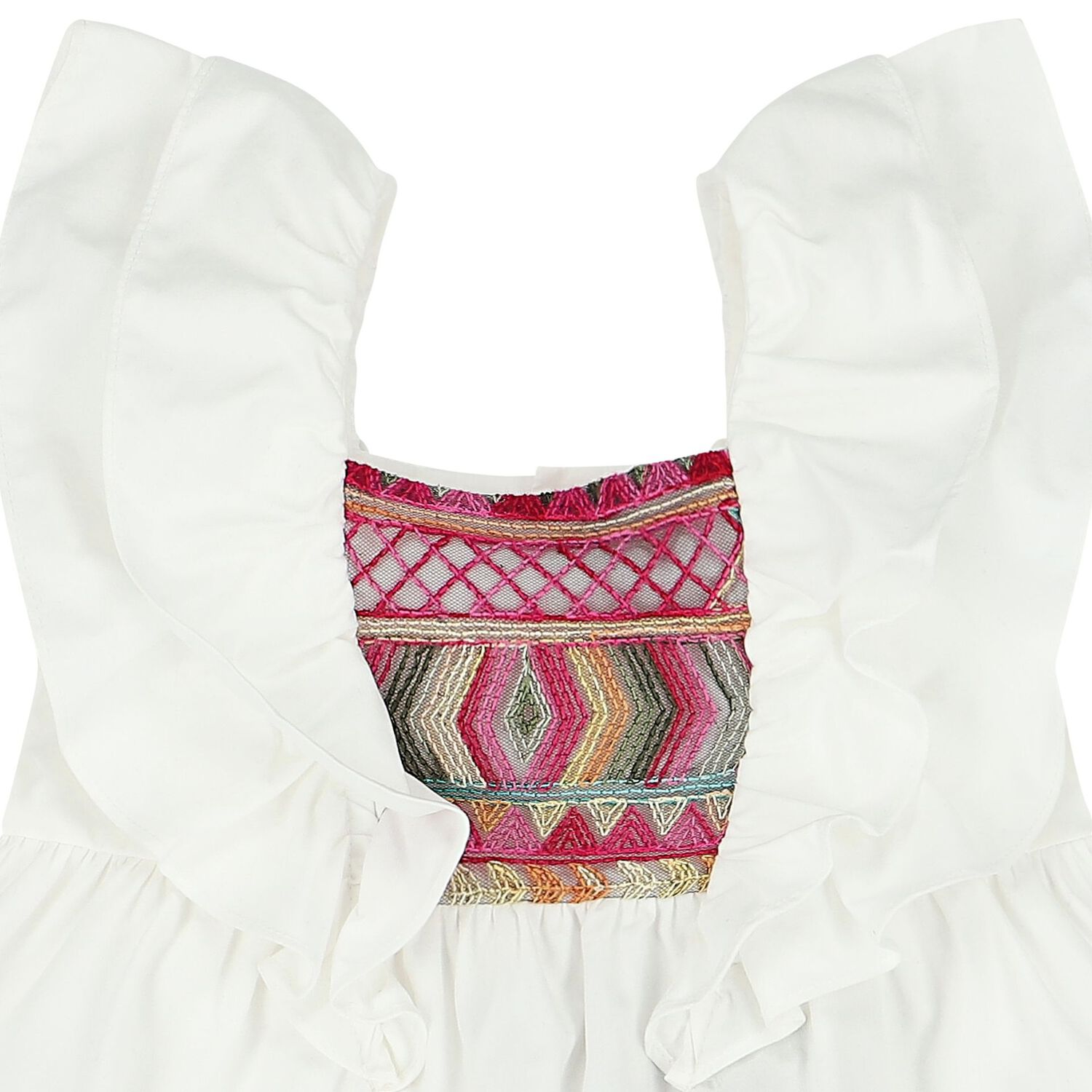 Younger Girls White Ruffled Dress, 1, hi-res image number null