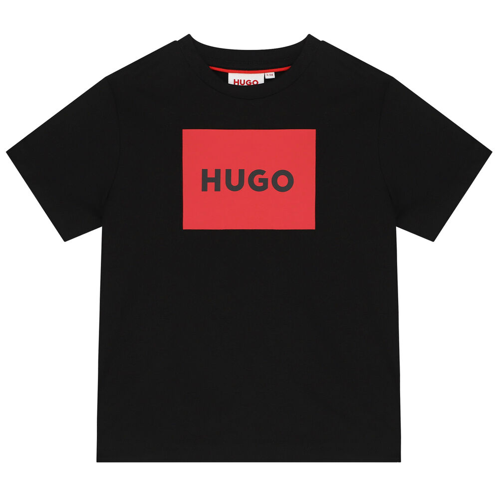 HUGO Boys Black Logo T-Shirt | Junior Couture UAE