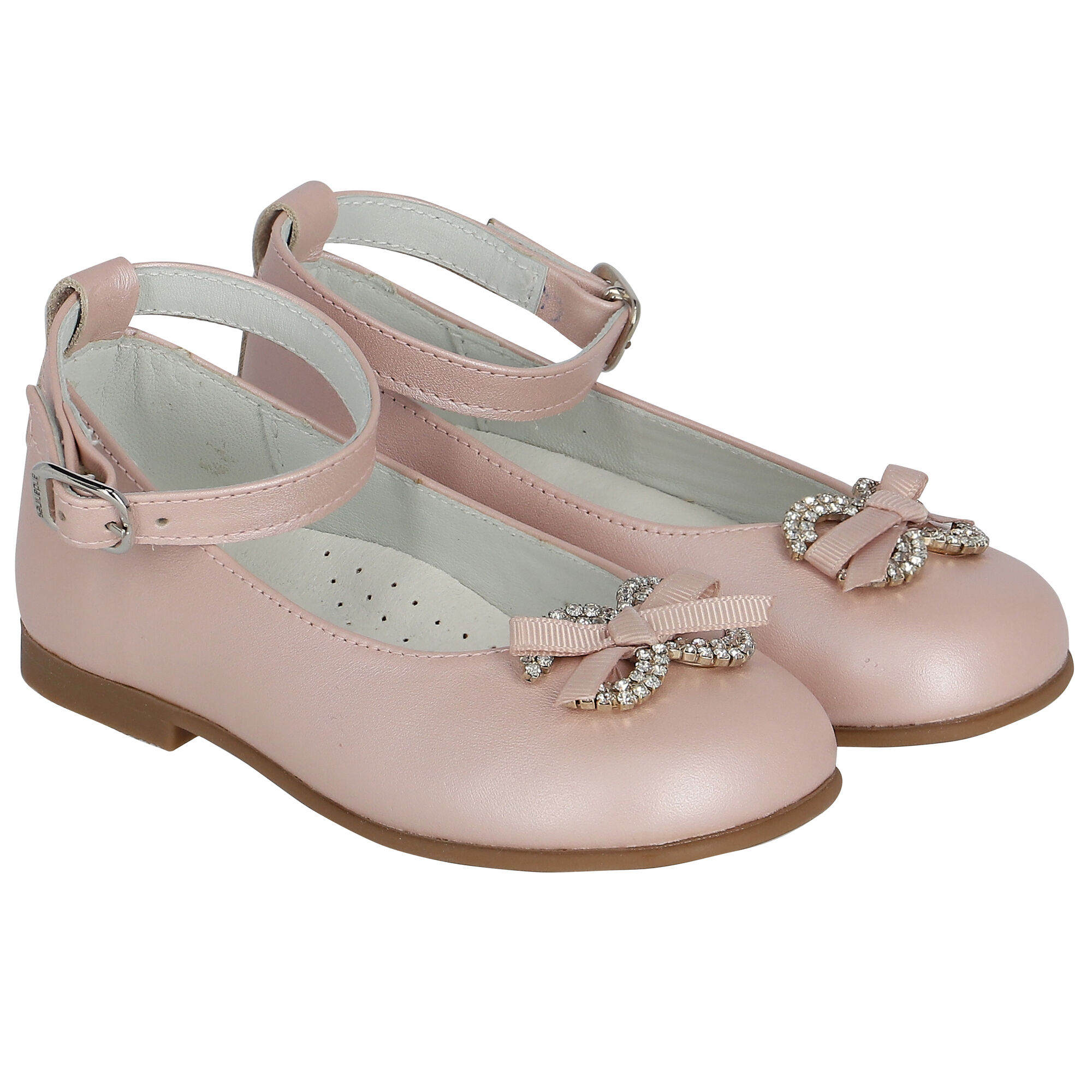 Andanines Younger Girls Pink Embellished Bow Shoes Junior Couture UAE