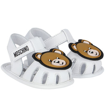 White Teddy Bear Logo Baby Sandals