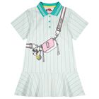 Girls Grey & Green Striped Disney Polo Dress, 1, hi-res