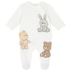 Brown & White Cotton Teddy Bear Babygrows ( 2-Pack ), 1, hi-res