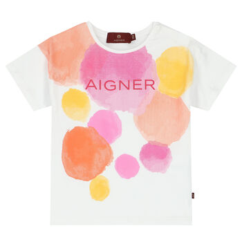 Younger Girls White Logo T-Shirt