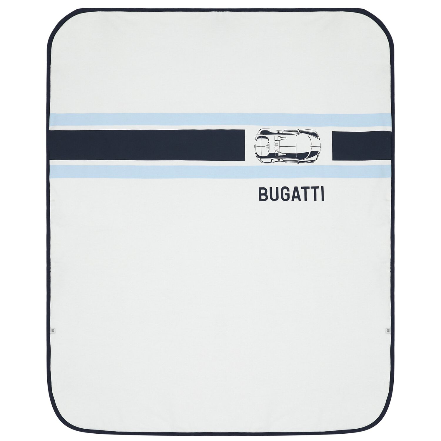 Baby Boys White & Navy Blue Logo Blanket, 1, hi-res