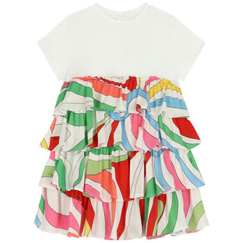 Younger Girls Ivory Marmo Dress
