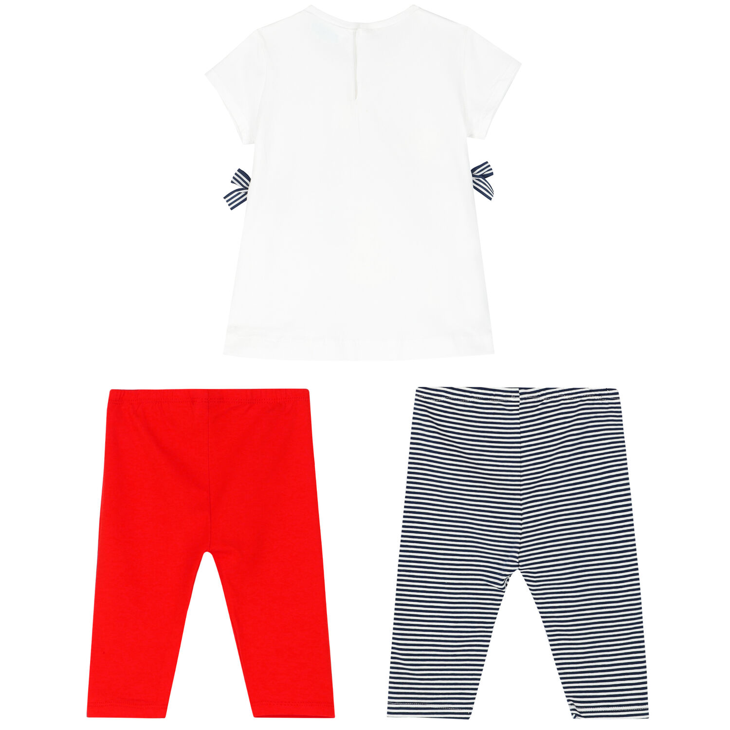 Younger Girls White, Navy & Red Leggings Set, 1, hi-res image number null
