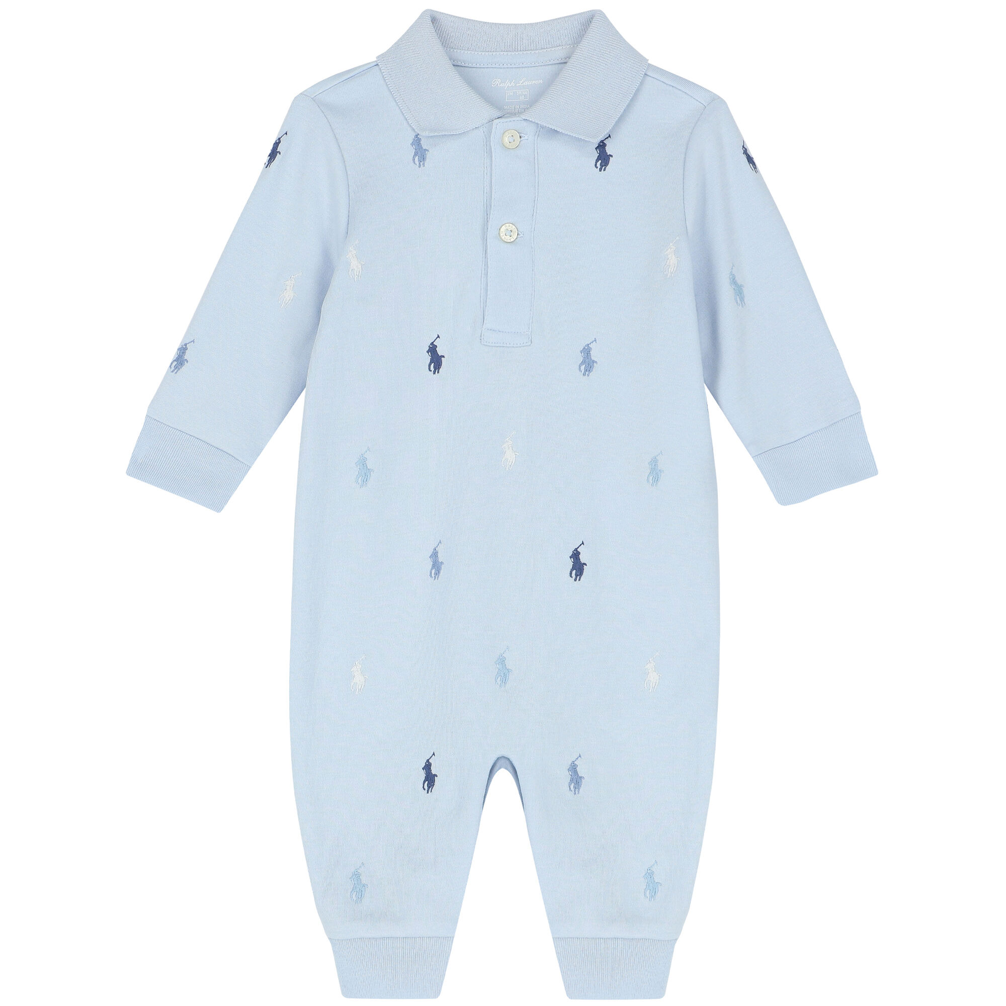 Ralph Lauren Baby Boys Blue Logo Romper Junior Couture UAE