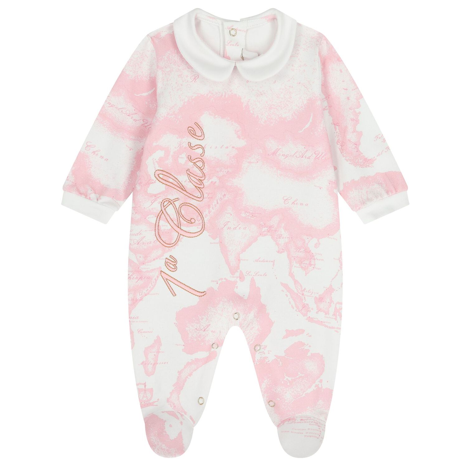 Baby Girls White & Pink Geo Map Babygrow Gift Set , 2, hi-res