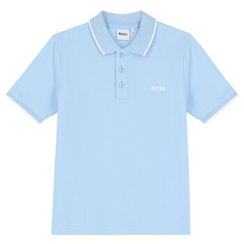 Boys Pale Blue Logo Polo Shirt