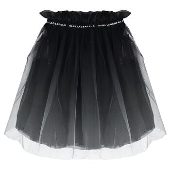 Girls Black Logo Tulle Skirt