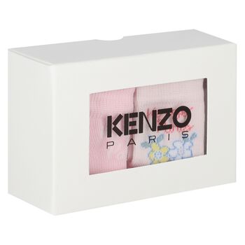 جوارب بنات بالشعار باللون الوردي ( 2 قطع)