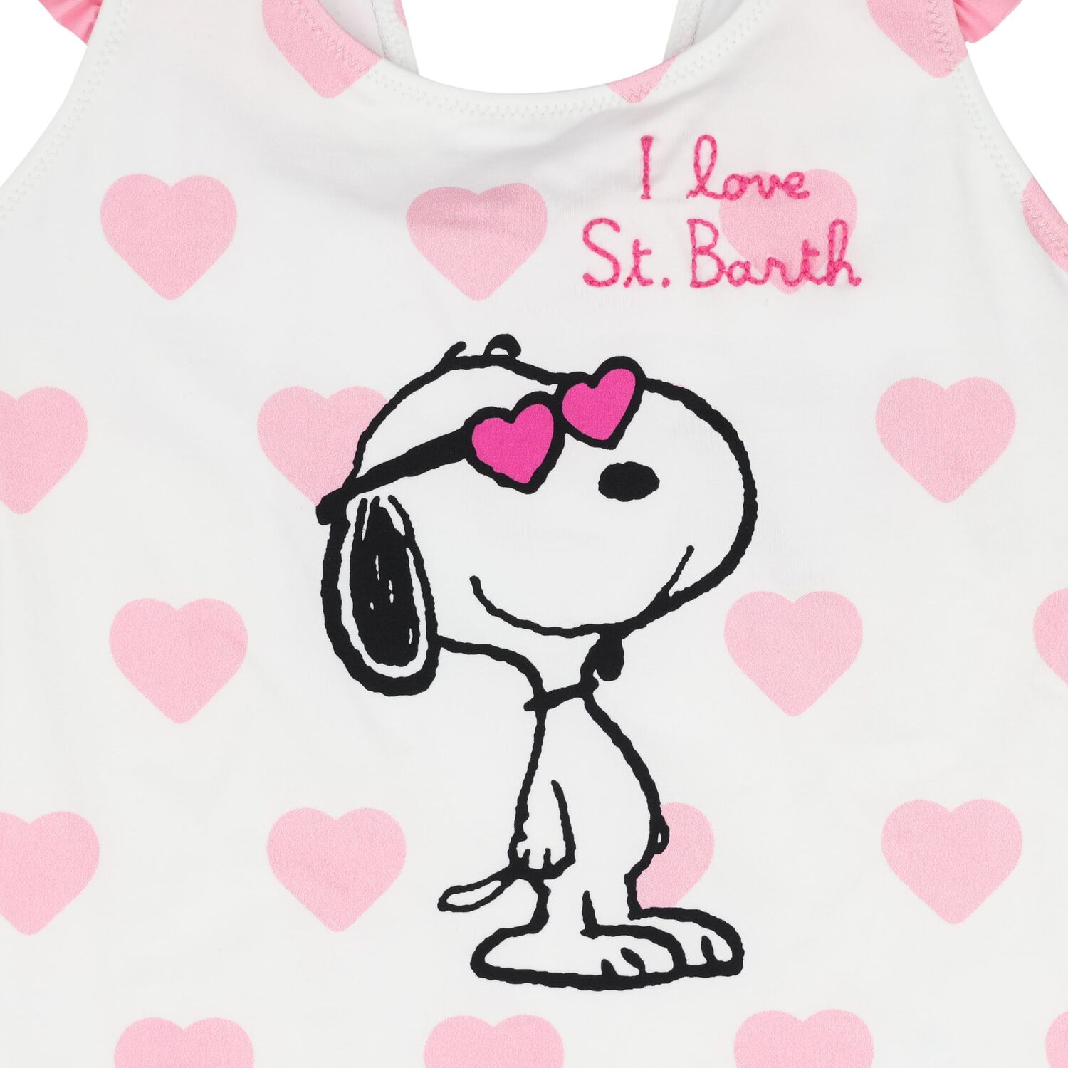 Girls White & Pink Snoopy Swimsuit, 1, hi-res