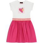 Girls White & Pink Logo Heart Dress, 1, hi-res