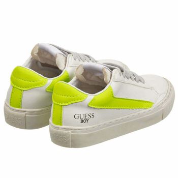 Boys White & Neon Green Trainers