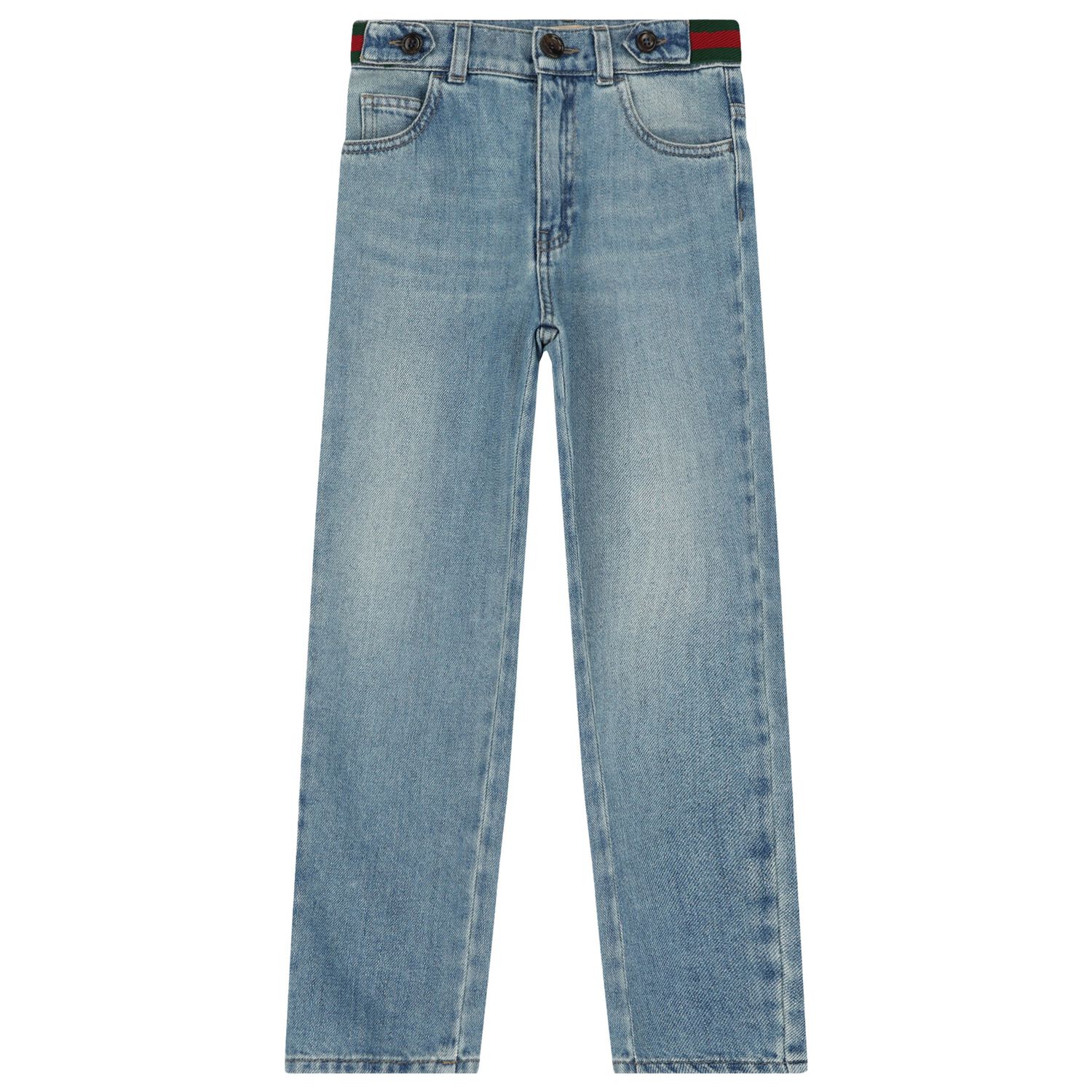 Boys Blue Web Striped Denim Jeans, 1, hi-res image number null