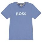 Boys Mini Me Blue Logo T-Shirt, 5, hi-res