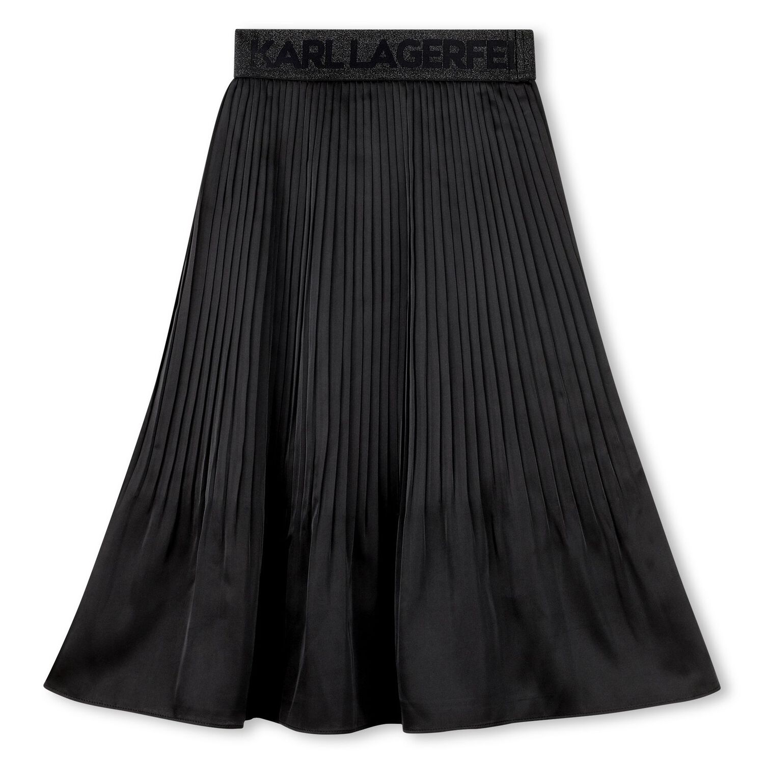 Girls Black Logo Pleated Skirt, 1, hi-res