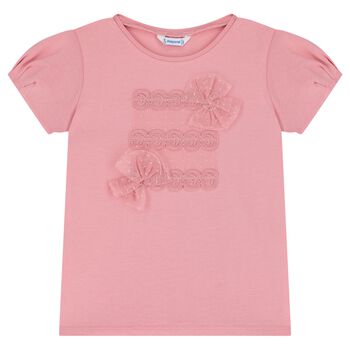 Girls Pink Bow T-Shirt