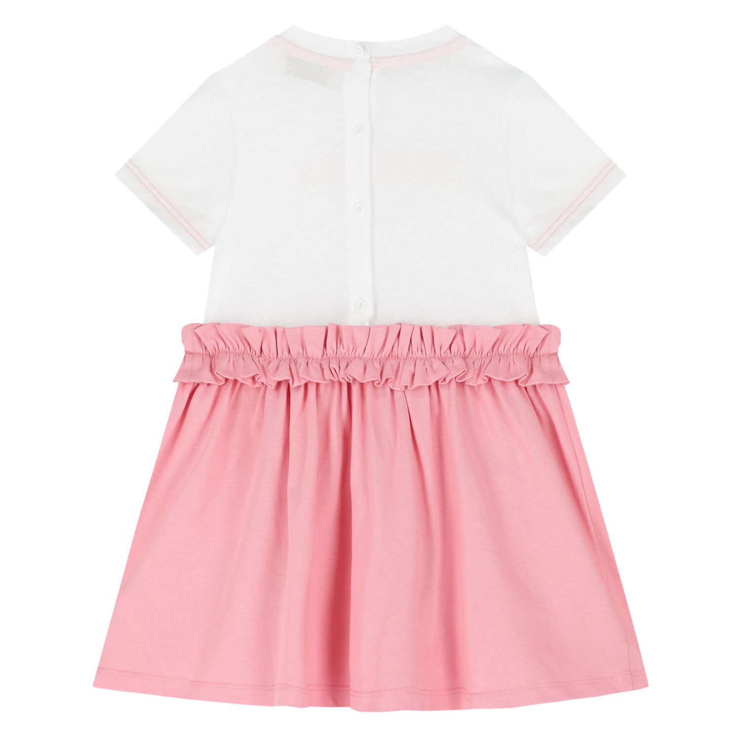 Younger Girls White & Pink Logo Dress, 1, hi-res image number null