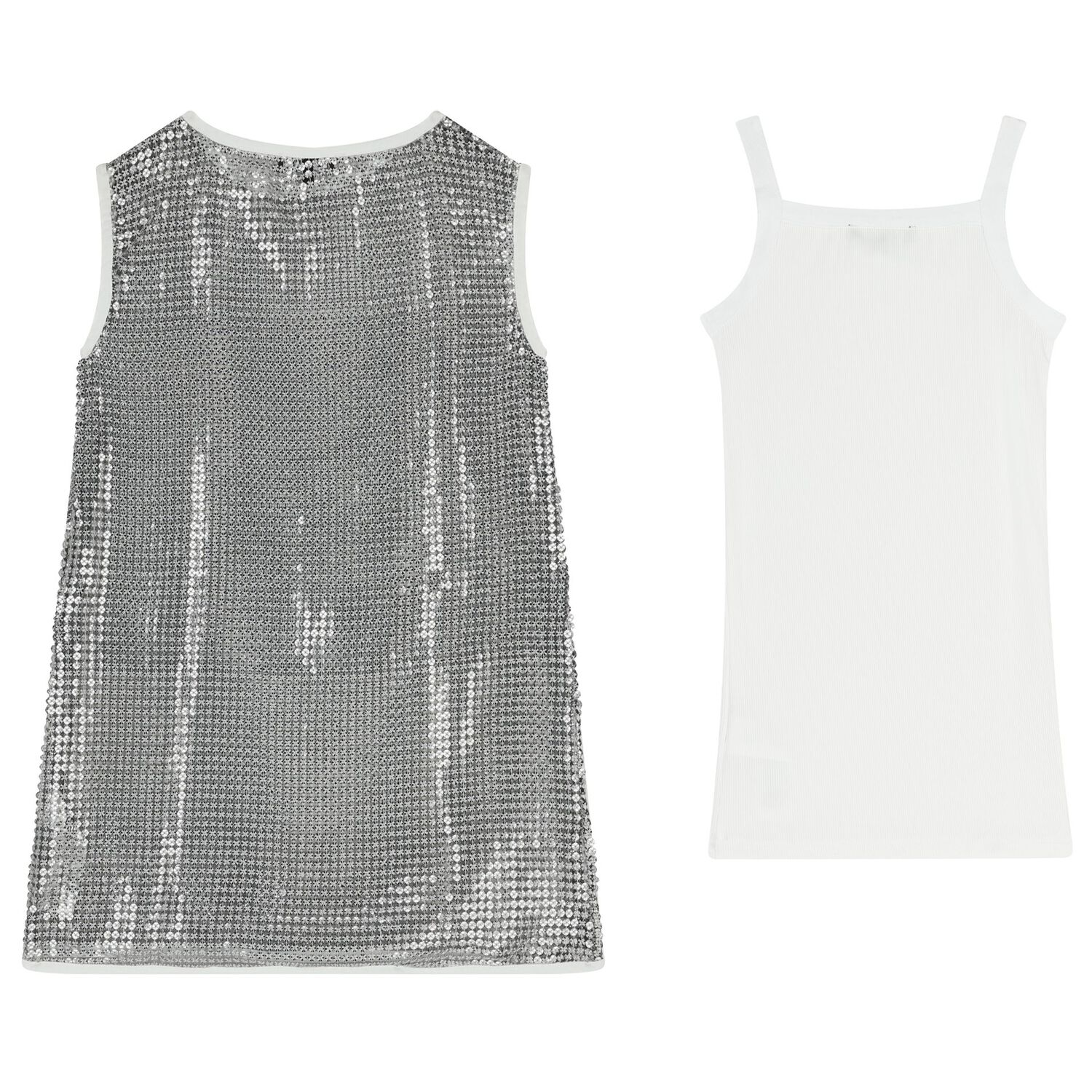 Girls Gold & White Logo Dress Set, 1, hi-res