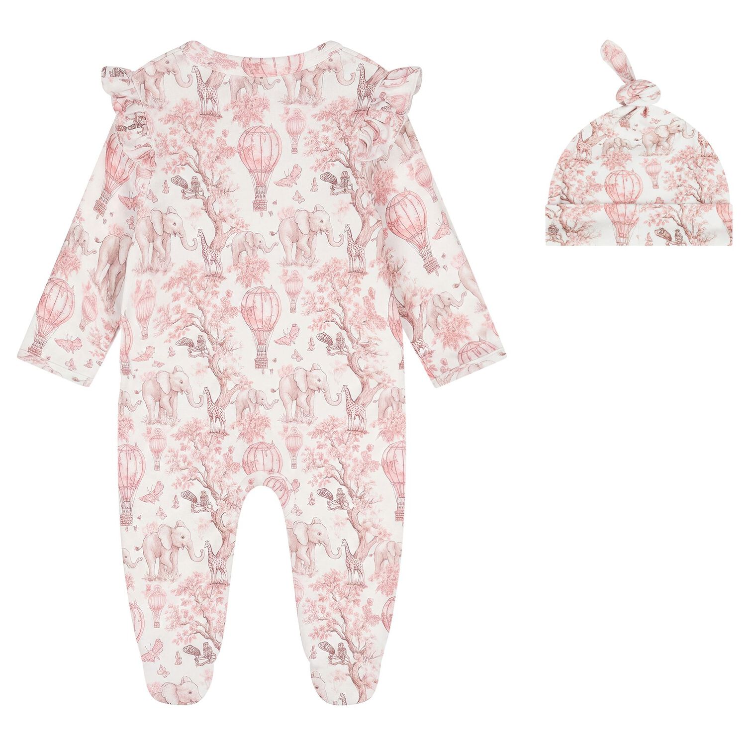 Baby Girls White & Pink Africa Babygrow Gift Set  , 1, hi-res