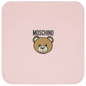 Girls Pink Teddy Bear Logo Baby Blanket