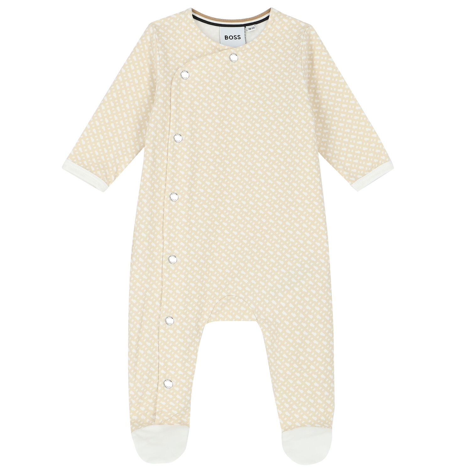 Beige & White Monogram Babygrow & Hat Set, 1, hi-res image number null