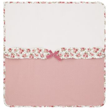 Baby Girls Ivory & Pink Bow Blanket