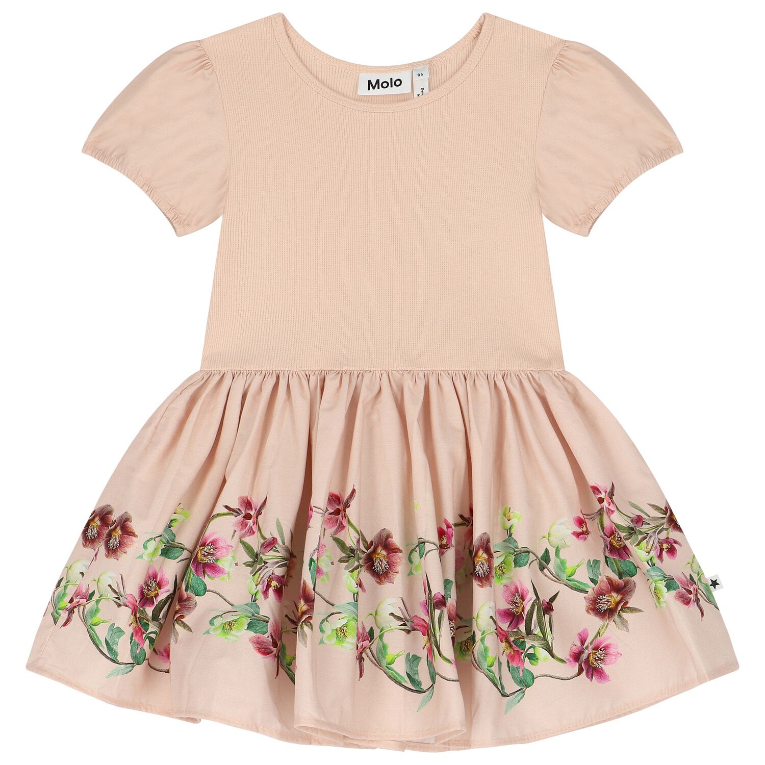 Younger Girls Pink Floral Print Dress, 1, hi-res