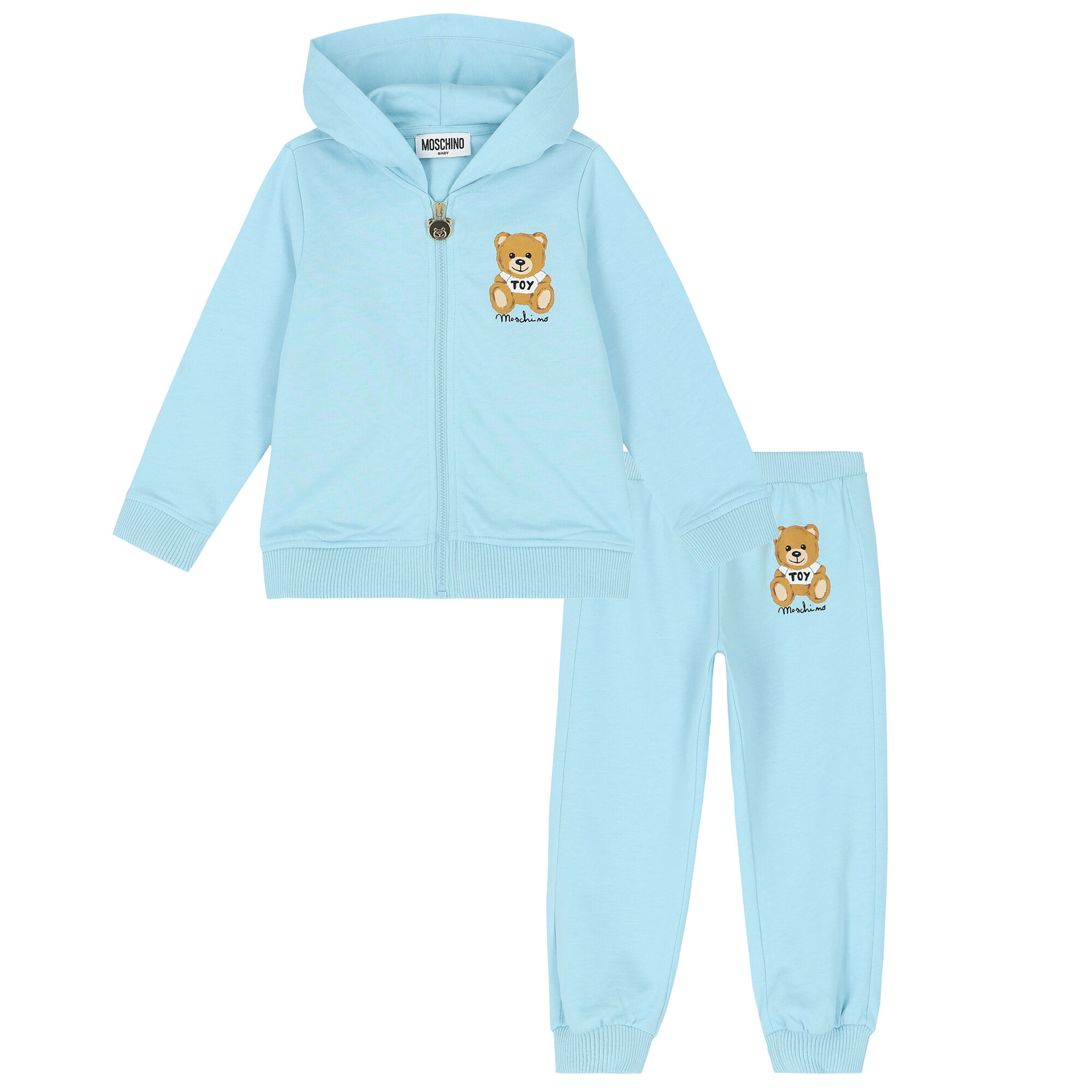 Baby blue moschino tracksuit sale