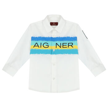 Younger Boys White Logo Shirt