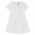 Girls White Logo Dress, 1, hi-res