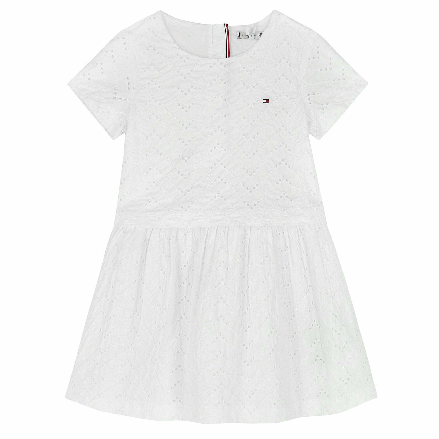 Girls White Logo Dress, 1, hi-res