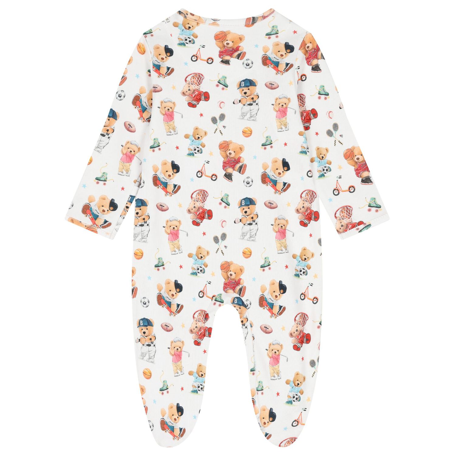 Baby Boys White Playful Bear Babygrow, 1, hi-res image number null
