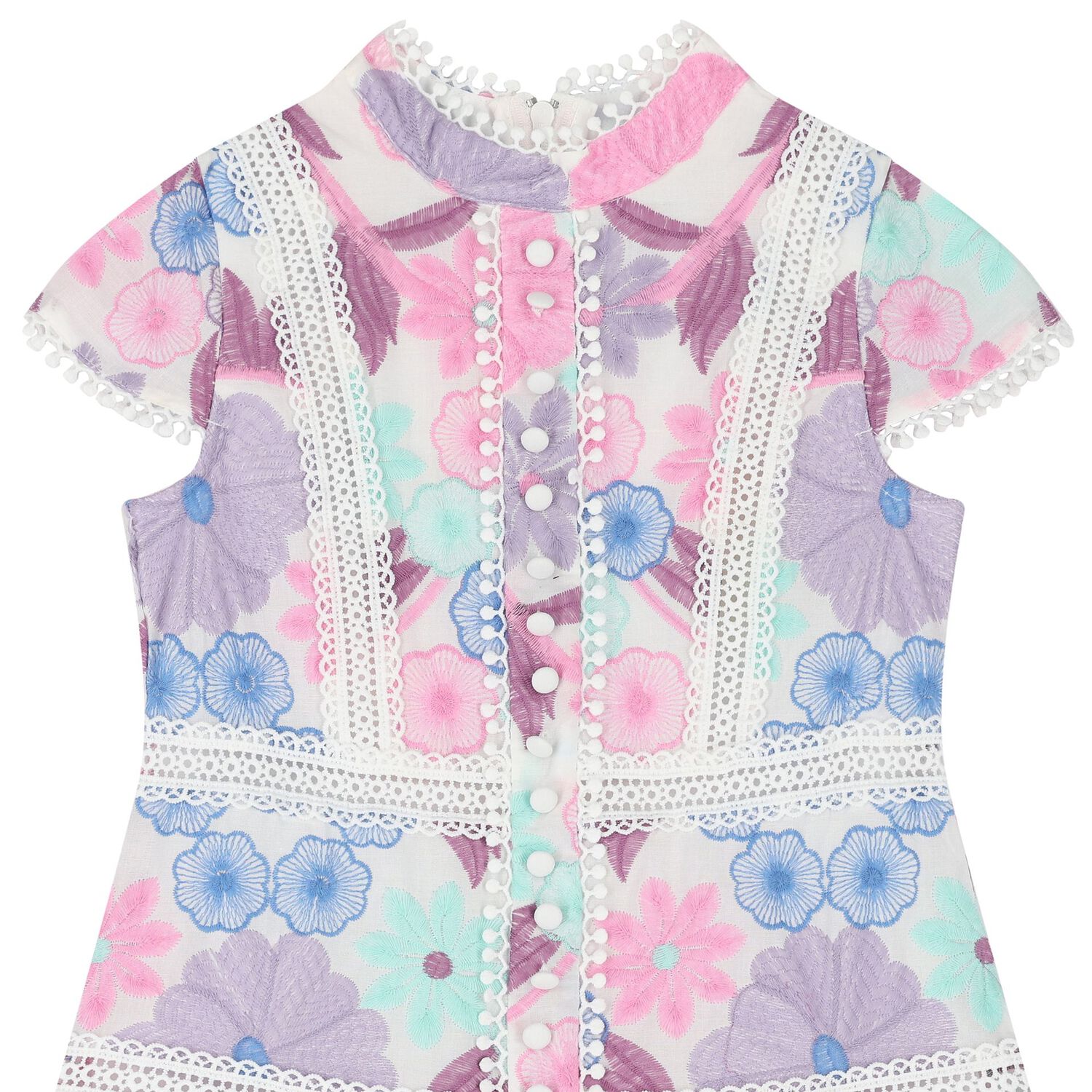 فستان بنات بطبعه الزهور باللون الابيض والوردى, 1, hi-res