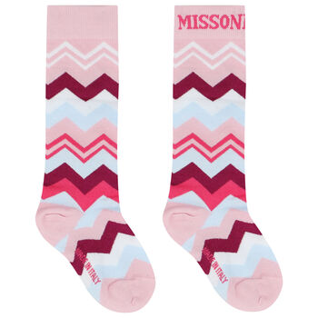 Girls Pink & Purple Logo Zigzag Socks