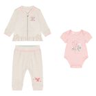 Baby Girls Beige Logo Tracksuit ( 3 Piece ), 1, hi-res